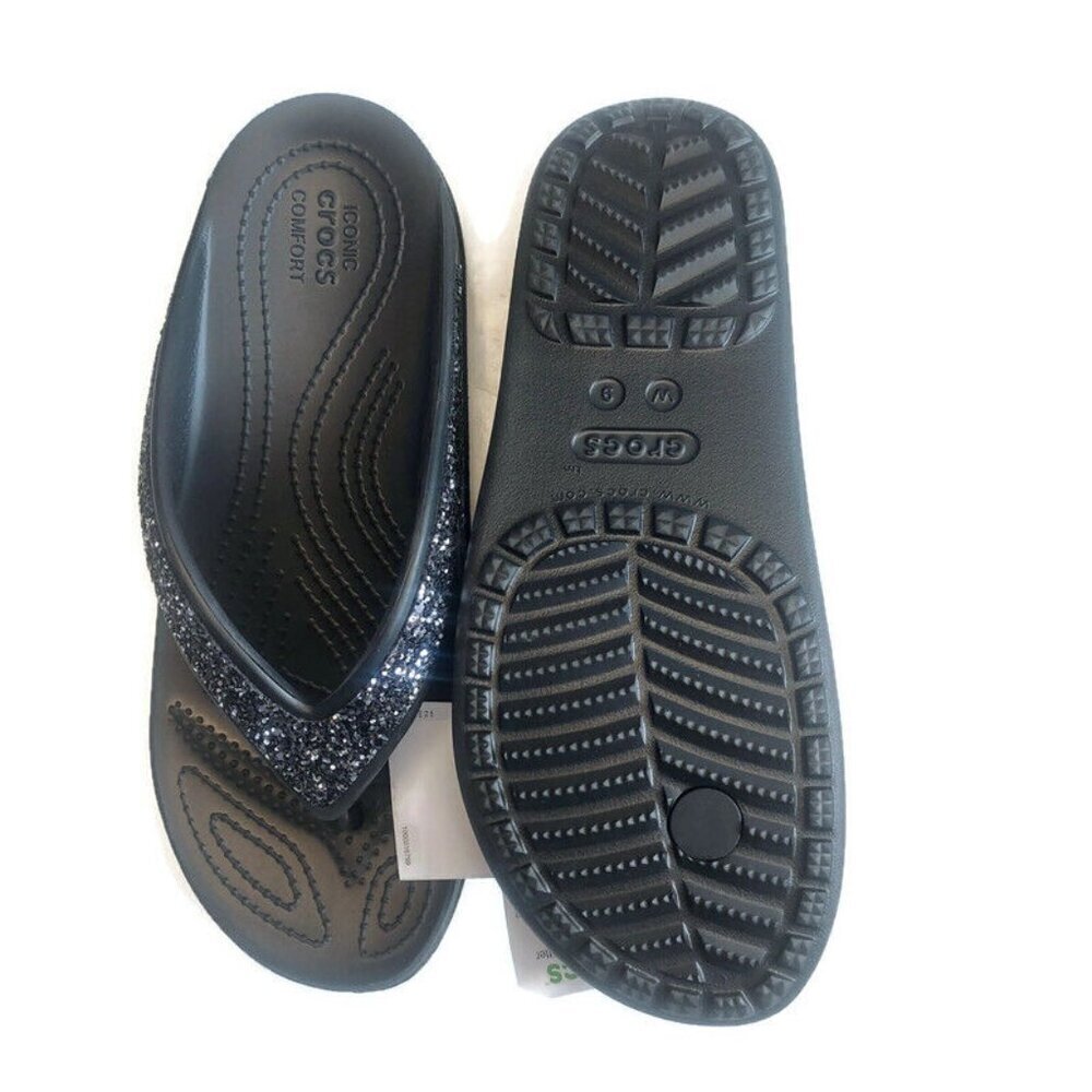 CROCS Sloane Glitter Wedge Flip Flops Womens Size 9 Lightweight Slip On Sandals - Picture 8 of 9